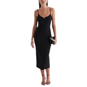 EXPRESS Black Body Contour V-Wire Sleeveless Midi Dress L NWT